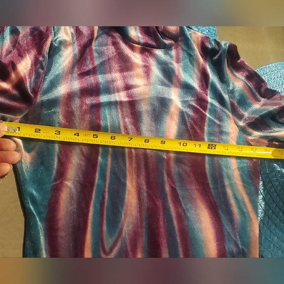 Long Sleeve Midi Dress Velvet Votique Purple & Blue-Green Ombre' - Picture 6 of 8